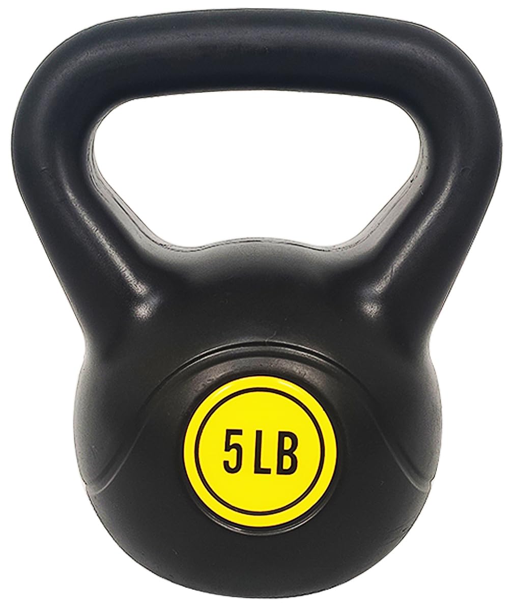 Fitvids Wide Grip 3-Piece Kettlebell Exercise Fitness Weight Set, Include 5 Lbs, 10 Lbs And 15 Lbs, Set Of 3 Kettlebells