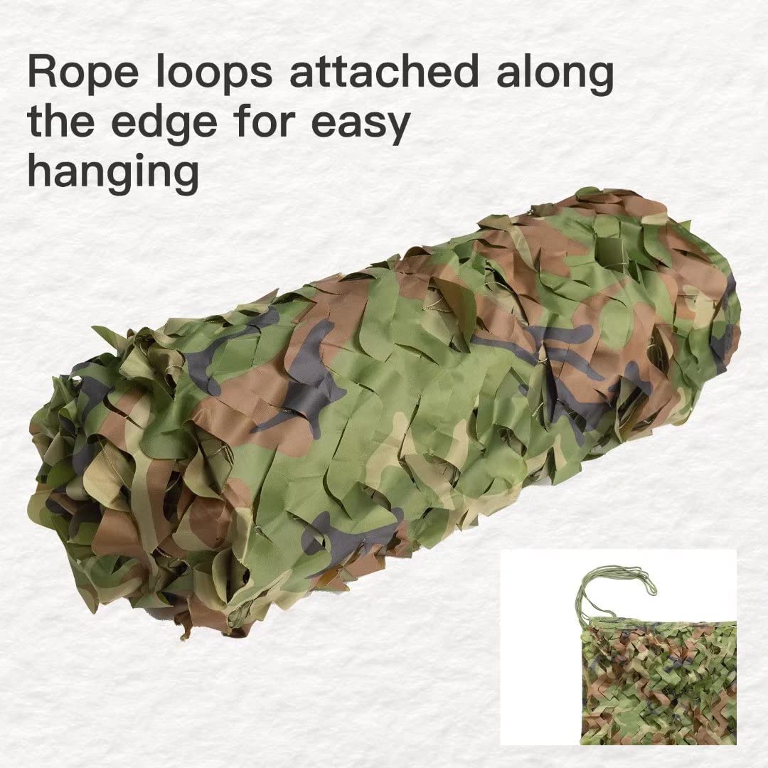 Loogu Camo Netting, Camouflage Netting For Sunshade, Camping, Shooting And Hunting And Many More (13X16.5Ft, 4Mx5M, Woodland Cam