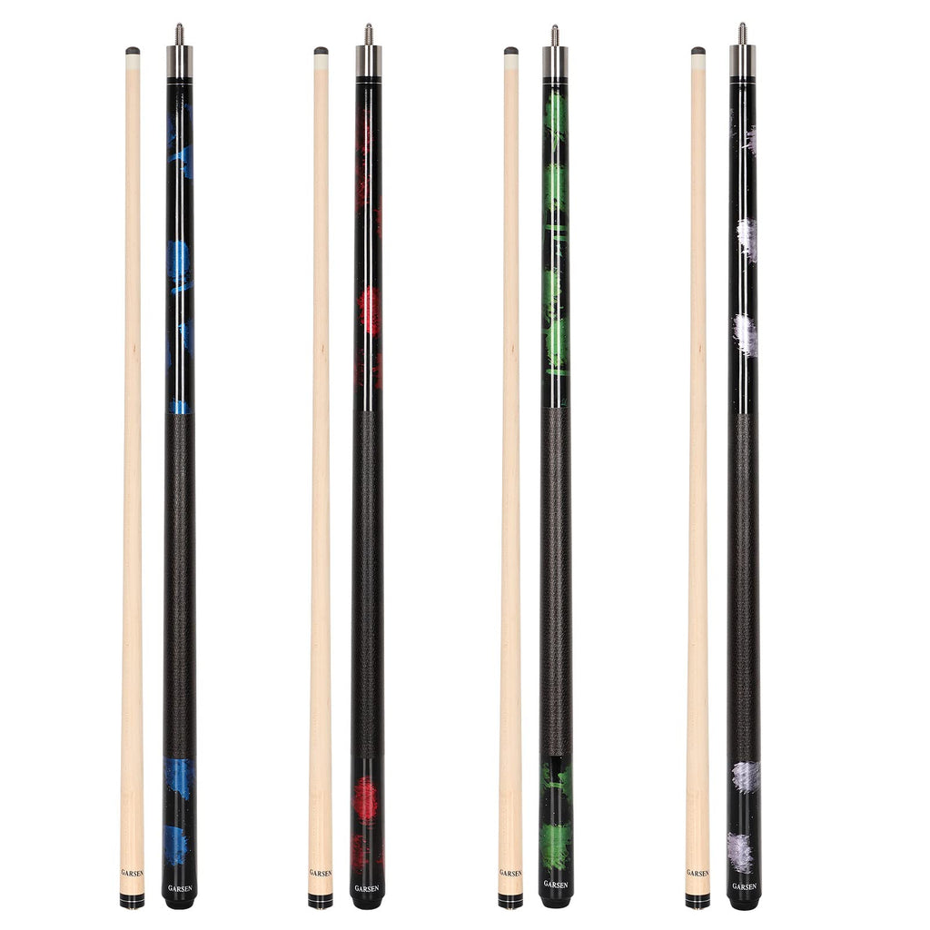 Garsen 4 Pieces Pool Stick Cue Stick 58 Inch 18 Oz 19 Oz 20 Oz 21 Oz Billiard House Bar Pool Cue