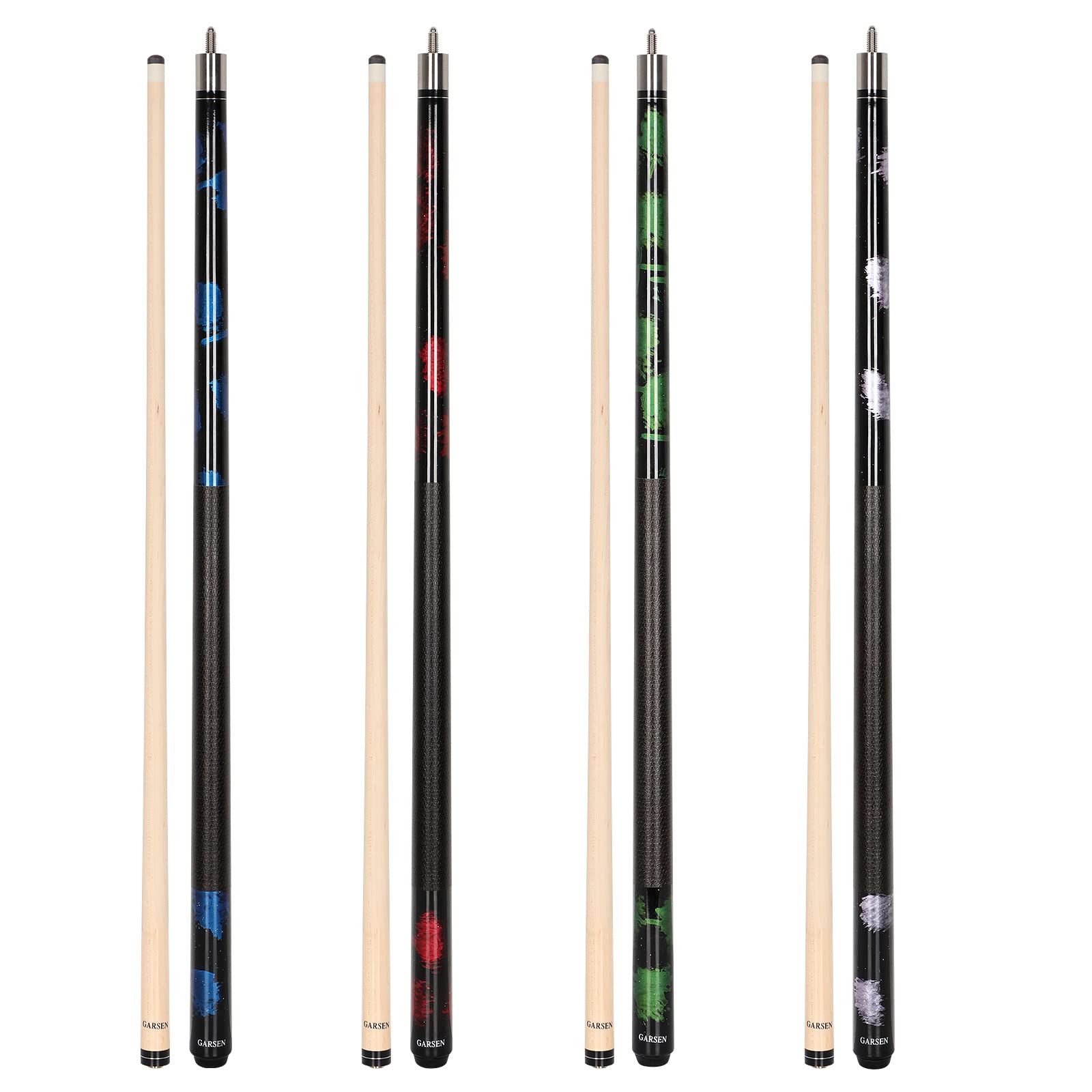 Garsen 4 Pieces Pool Stick Cue Stick 58 Inch 18 Oz 19 Oz 20 Oz 21 Oz Billiard House Bar Pool Cue