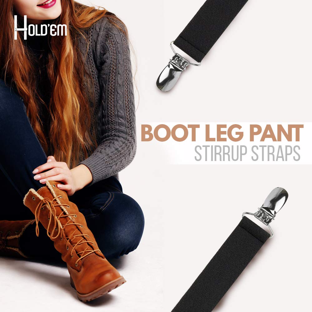 Holdem Boot Straps Leg Pant Stirrups Elastic Adjustable/Straight 3/4'' Elastic-4'' Inch
