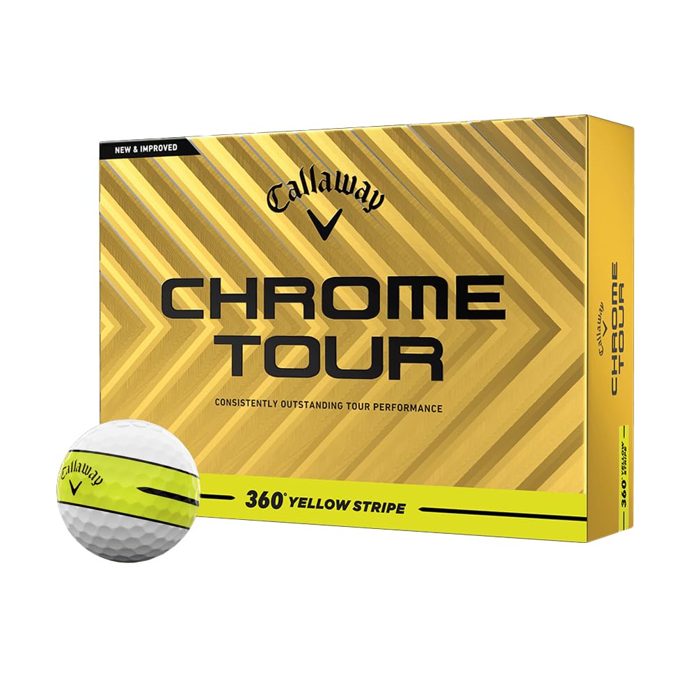 Callaway Golf Chrome Tour 360 Stripe Golf Ball (Yellow)