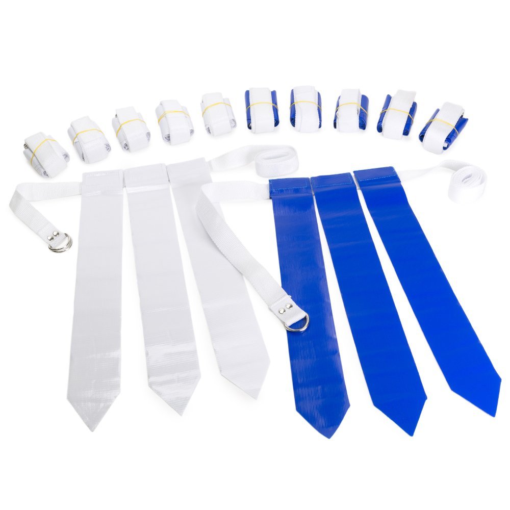 Wyzworks 12 Player Adjustable Flag Football Set, 3 Flags Per Belt, Hook And Loop Fastener, Nylon Belt W/Double D-Ring Closure, 1