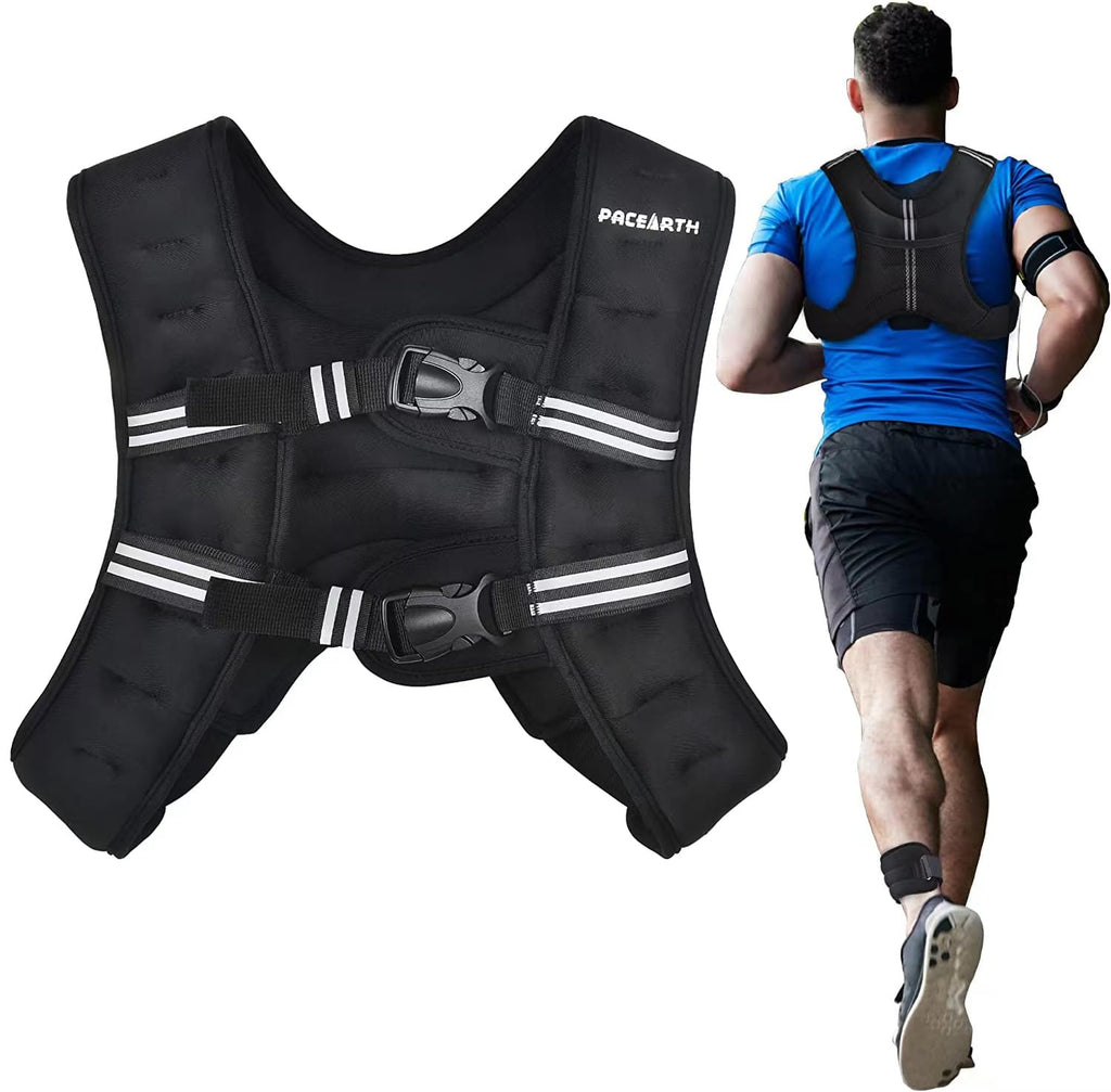 Pacearth Weighted Vest With Ankle/Wrist Weights 6Lbs-30Lbs Body Weight Vest With Reflective Stripe, Size-Adjustable Workout Equi