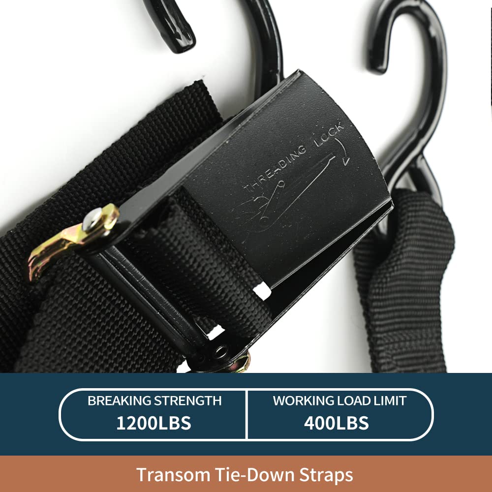 Seamander [Boat] Tie Down Transom [Strap] S - Marine Grade Heavy Duty 2'' X 4Ft Adjustable For Trailing - [Boat] [Trailer] Acces