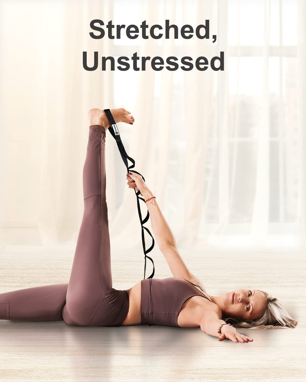 Tumaz Stretching Strap - 10 Loops  Non-Elastic Yoga Strap - The Perfect Home Workout Stretch Strap For Physical Therapy, Yoga, P