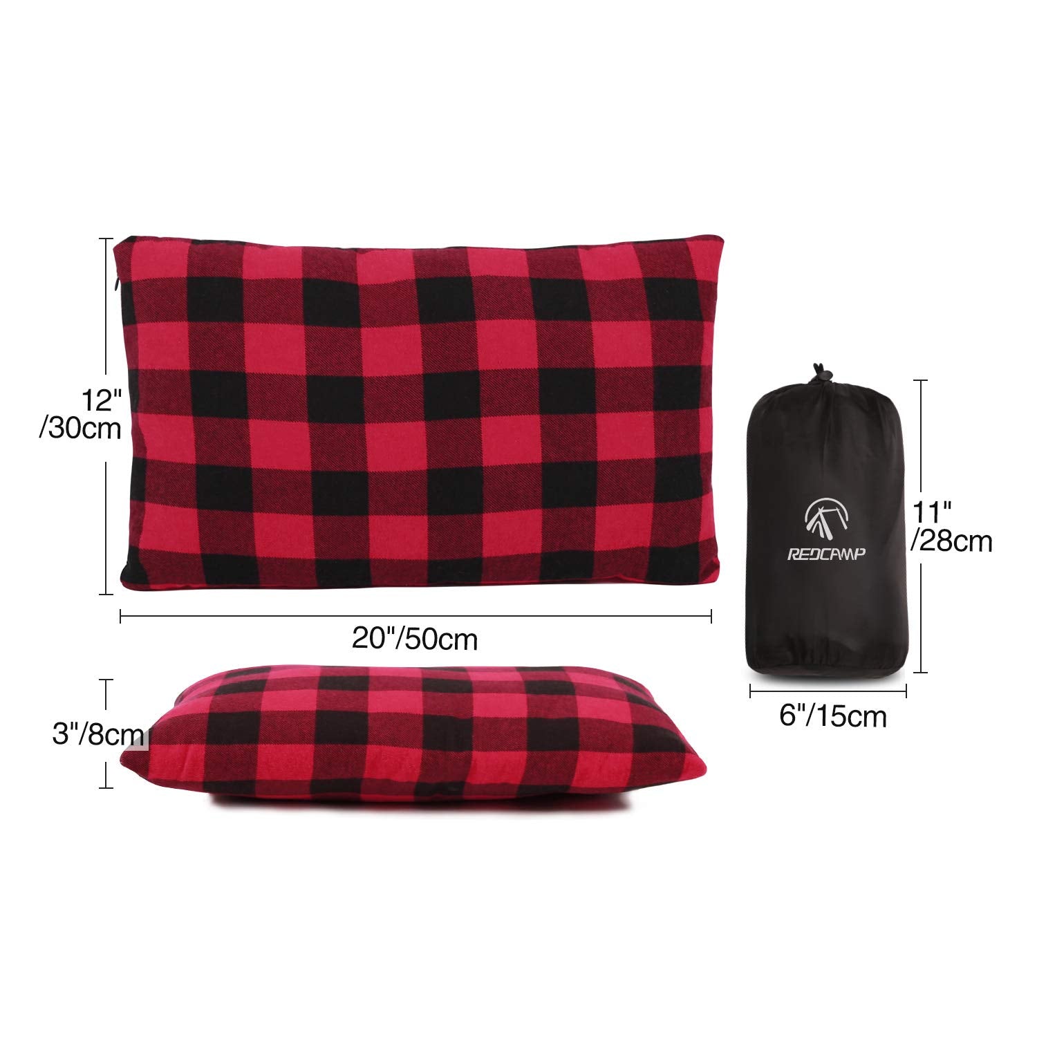 Redcamp Small Camping Pillow Lightweight And Compressible, 2Pcs Flannel Travel Pillow With Removable Pillow Cover