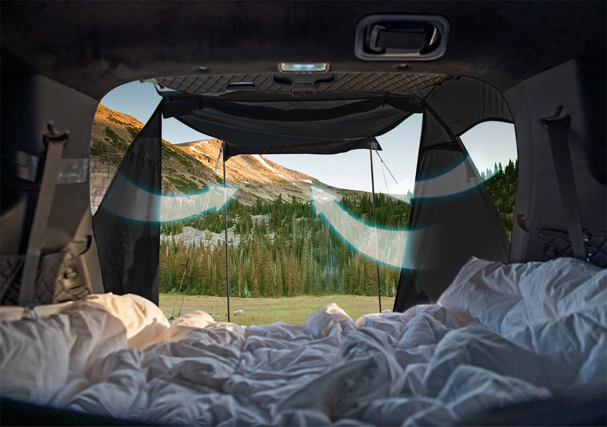 Kampkeeper Suv Car Tent, Tailgate Shade Awning Tent For Camping, Vehicle Camping Tents Outdoor Travel (Black)