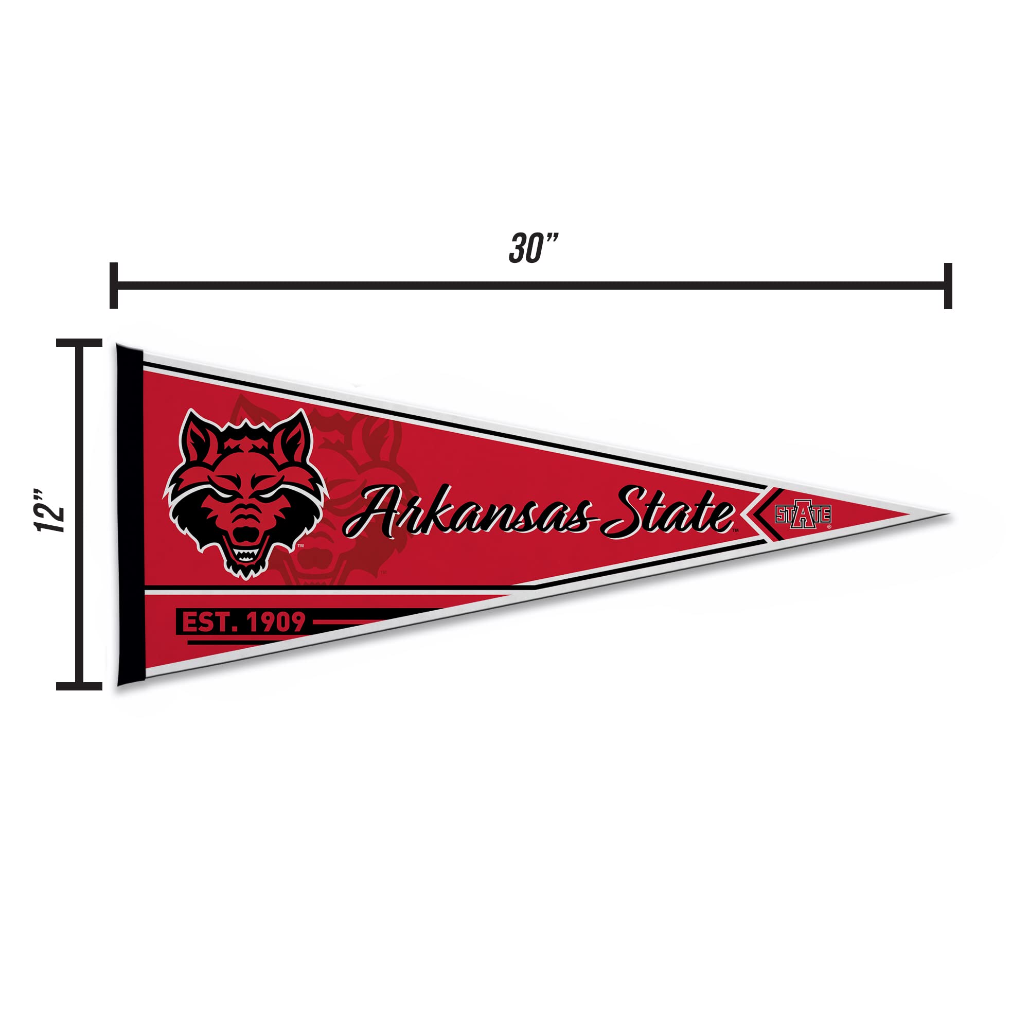 Rico Industries Ncaa Arkansas State Red Wolves Classic 12'' X 30'' Felt Wall D  Cor Pennant - Great For Home/Bed Room/Man Cave D