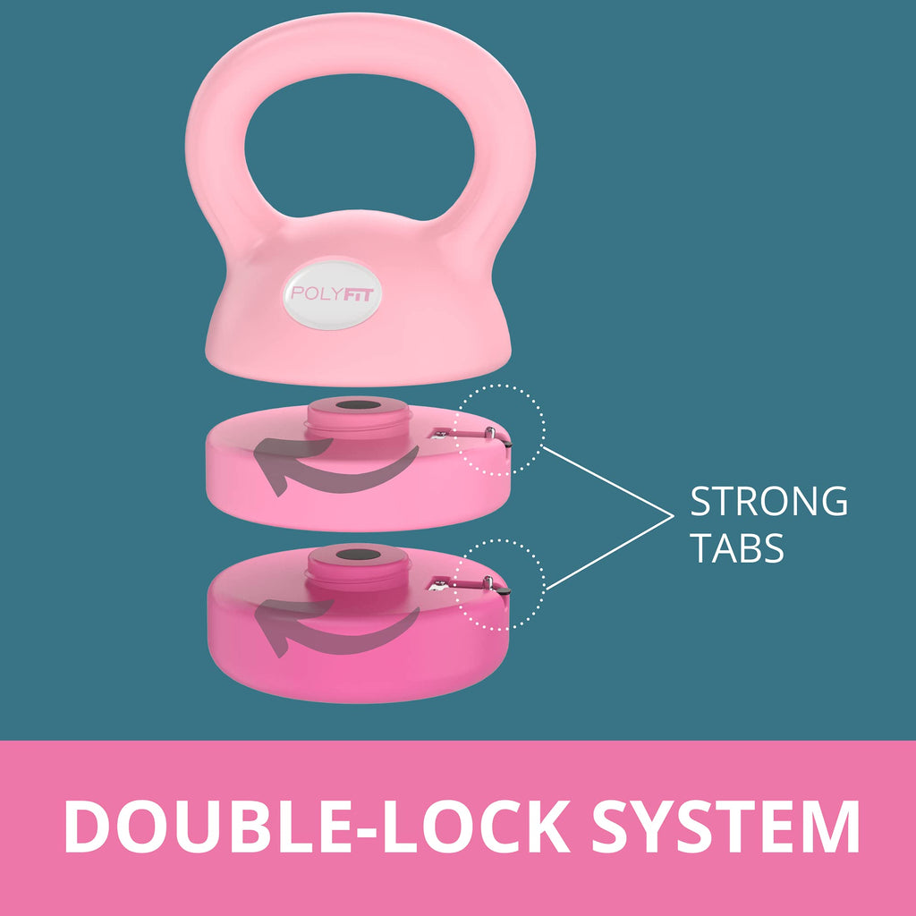 Adjustable Kettlebell - 5 Lbs, 8 Lbs, 12 Lbs Kettlebell Weights Set For Home Gym - Pink