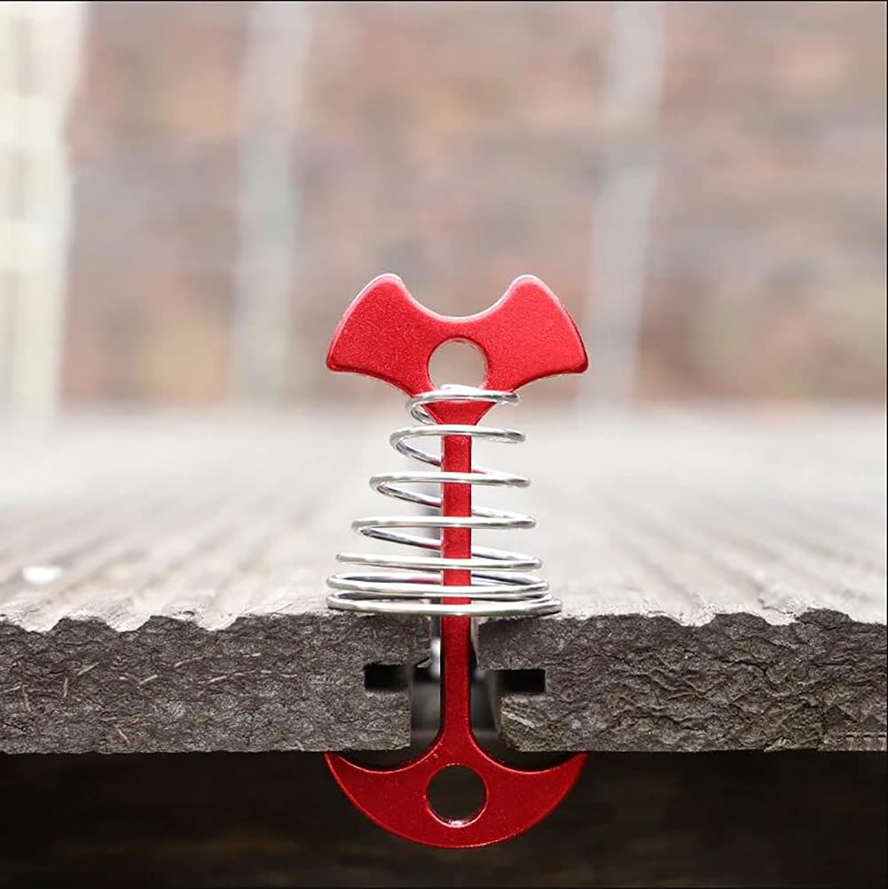 Alnicov 10Pcs Deck Plank Board Tent Stakes,Fishbone Deck Anchor Pegs With Spring Buckle For Outdoor Camping Hiking,Black