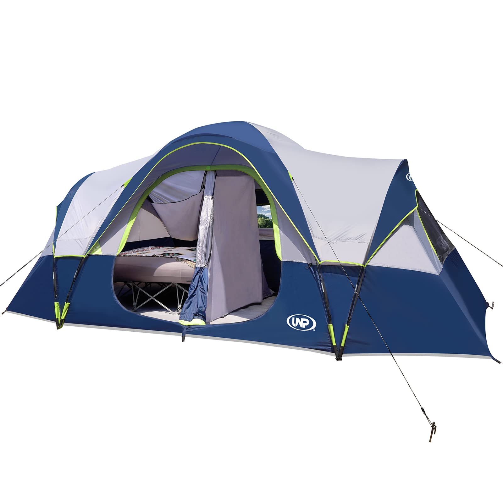 UNP Camping Tent 10-Person-Family Tents, Parties, Music Festival Tent, Big, Easy Up, 5 Large Mesh Windows, Double Layer, 2 Room,