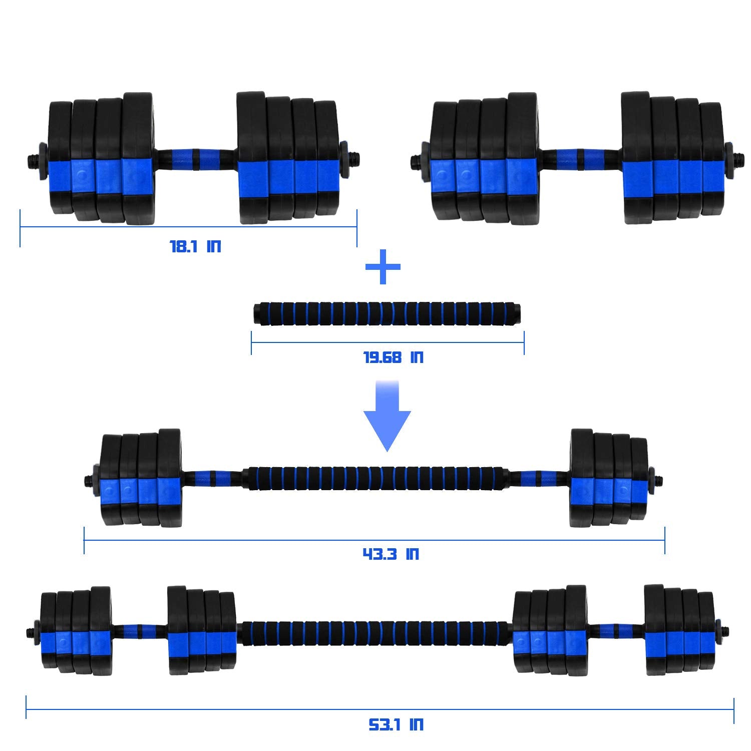 Vivitory Dumbbell Sets Adjustable Weights, Free Weights Dumbbells Set With Connector, Non-Rolling Adjustable Dumbbell Set, Weigh