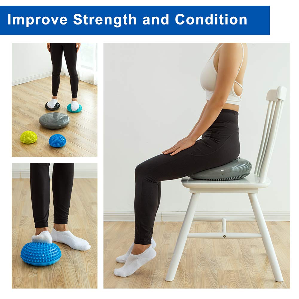 Strongtek Hedgehog Balance Pods With Hand Pump, Stability Balance Trainer Dots Plus Large Balance Pad, Core Body Balancing, Infl