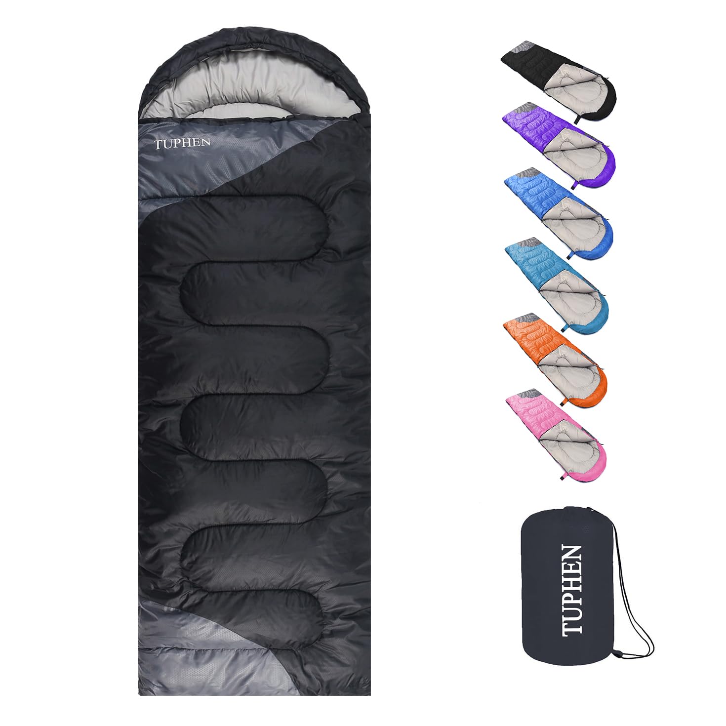 Tuphen Camping Sleeping Bag For Adults Kids - 3-4 Seasons Warm Cold Weather - Waterproof Sleeping Bags For Hiking Backpacking Ou
