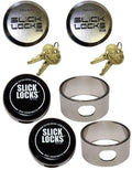 Slick Locks Includes: (2) Hockey Puck Locks (Keyed Alike), (2) Spinners, & (2) Covers