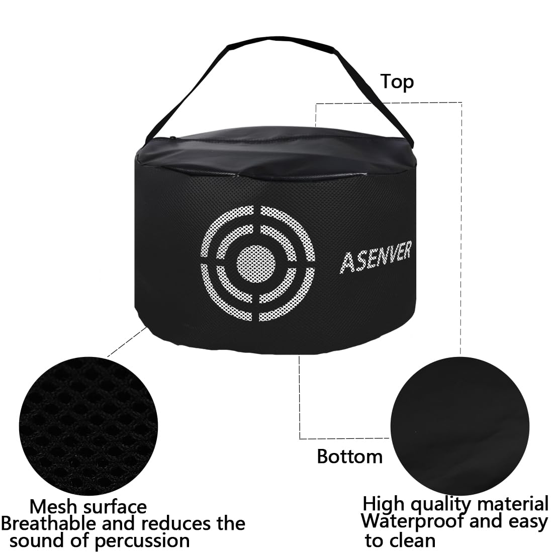 Asenver Black Golf Impact Bag Silent Golf Swing Trainer Golf Smash Bag Portable Power Hitting Bag Golf Training Aid