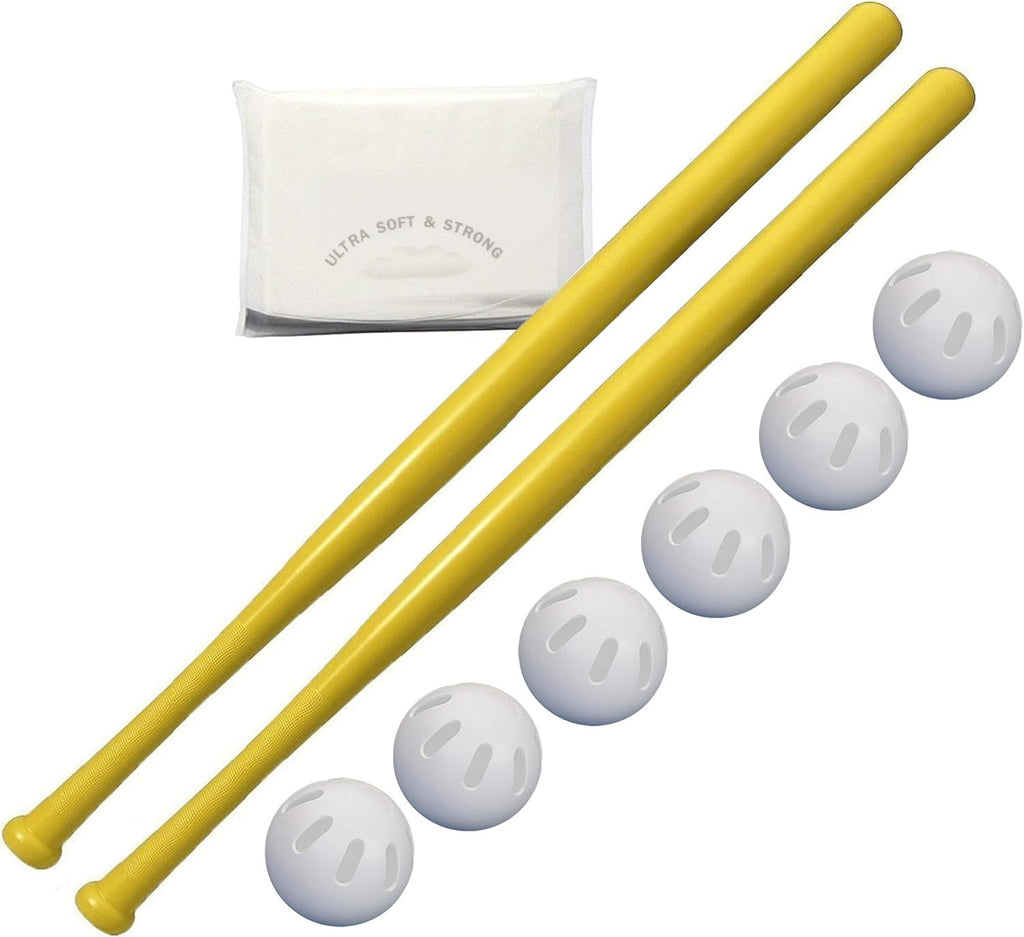 Wiffle Ball 6 Baseballs Official Size 6 Pack, And Wiffle Ball 32 Bats 2 Pack Bundle Set, Nois Tissue Pack Included