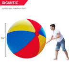Novelty Place Giant Inflatable Beach Ball, 55Inches Rainbow Color Thick Large Beach Ball Toy For Kids & Adults Summer Beach Part