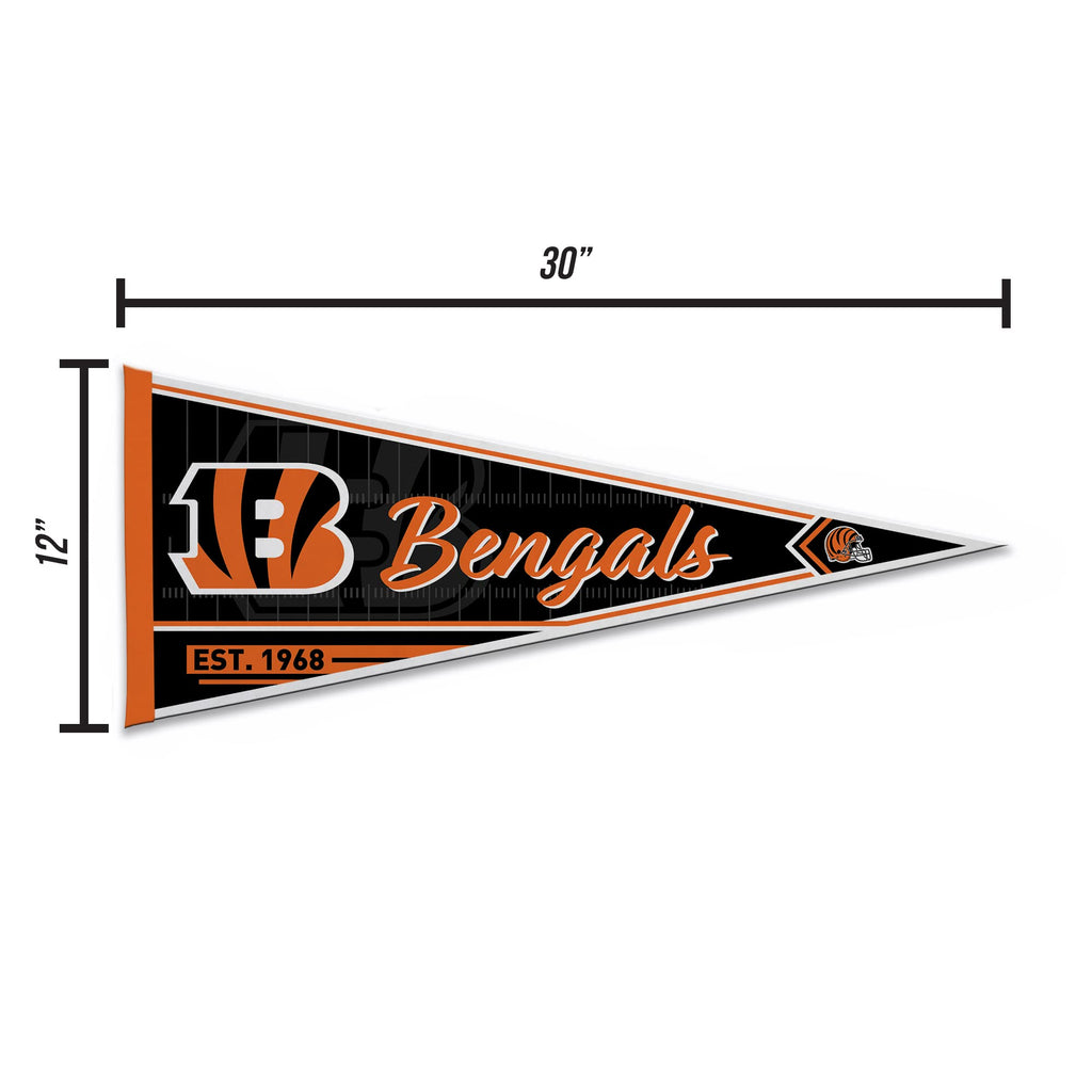 Rico Industries Nfl Football Cincinnati Bengals Classic 12'' X 30'' Felt Wall D  Cor Pennant - Great For Home/Bed Room/Man Cave