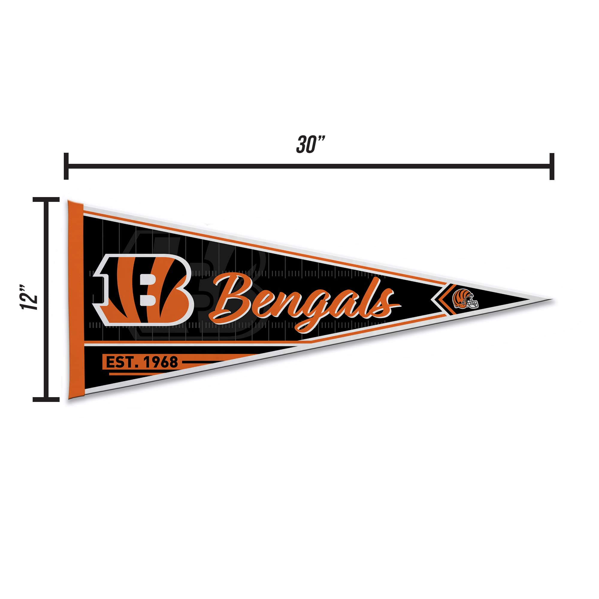 Rico Industries Nfl Football Cincinnati Bengals Classic 12'' X 30'' Felt Wall D  Cor Pennant - Great For Home/Bed Room/Man Cave