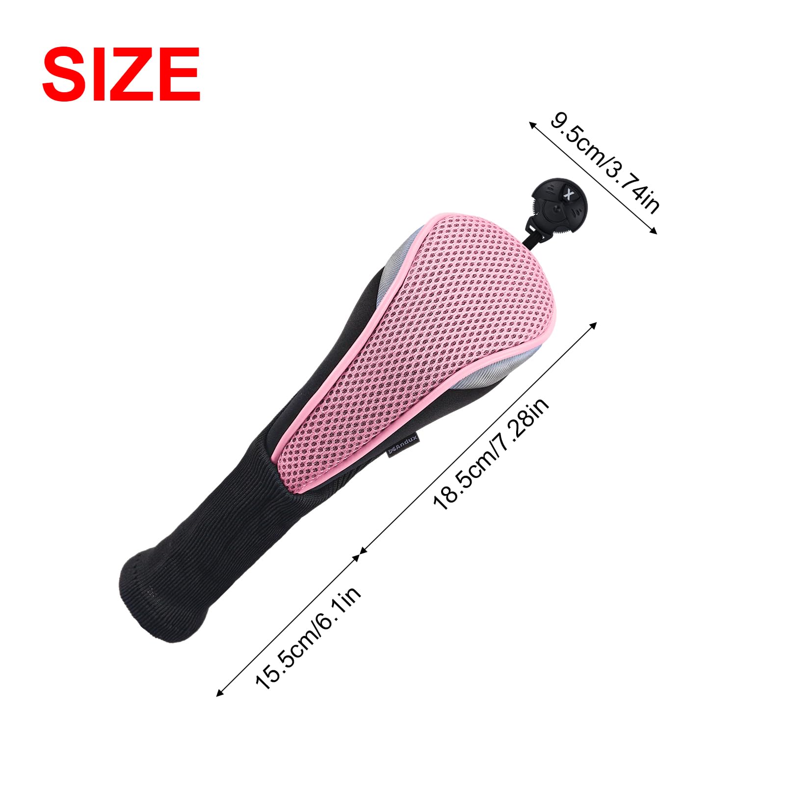 Andux 3Pcs/Pack Long Neck Golf Hybrid Club Head Covers Dial No. Tag Ctmt-02 Pink