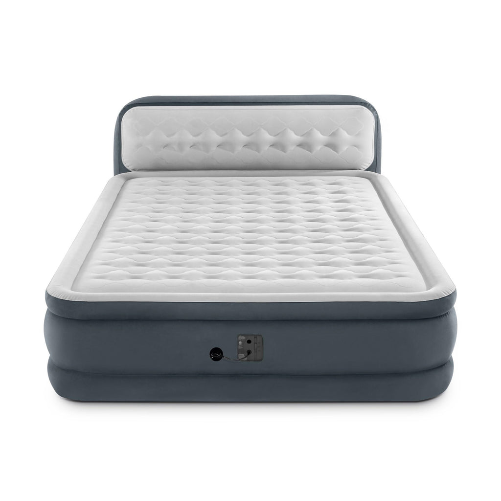 Intex Dura-Beam 18-Inch Deluxe Queen Sized Air Mattress Comforting Bed With Built-In Electric Pump And Ultra Plush Supportive He