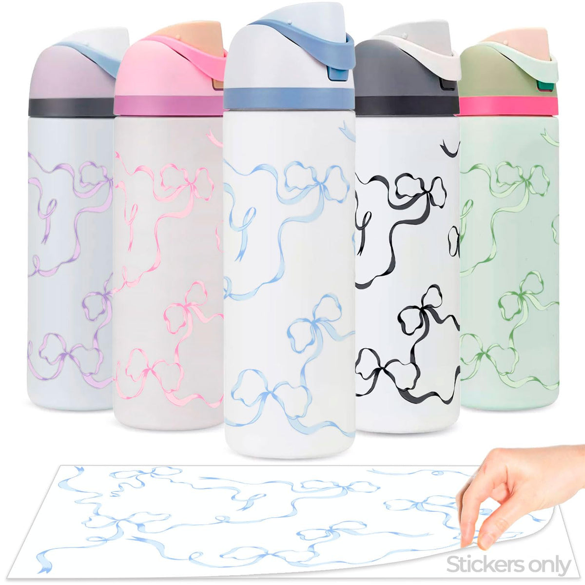 Kaitiaki Bows Stickers For Custom Owala Accessories  Cute Tumbler Decals, Fits Urban Outfitters Owala Bottles (Ocean Breeze Bow
