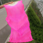Weisipu 1.8M Artificial Silk Belly Dance Handmade Bamboo Fans Veils Right Hand (Pink)