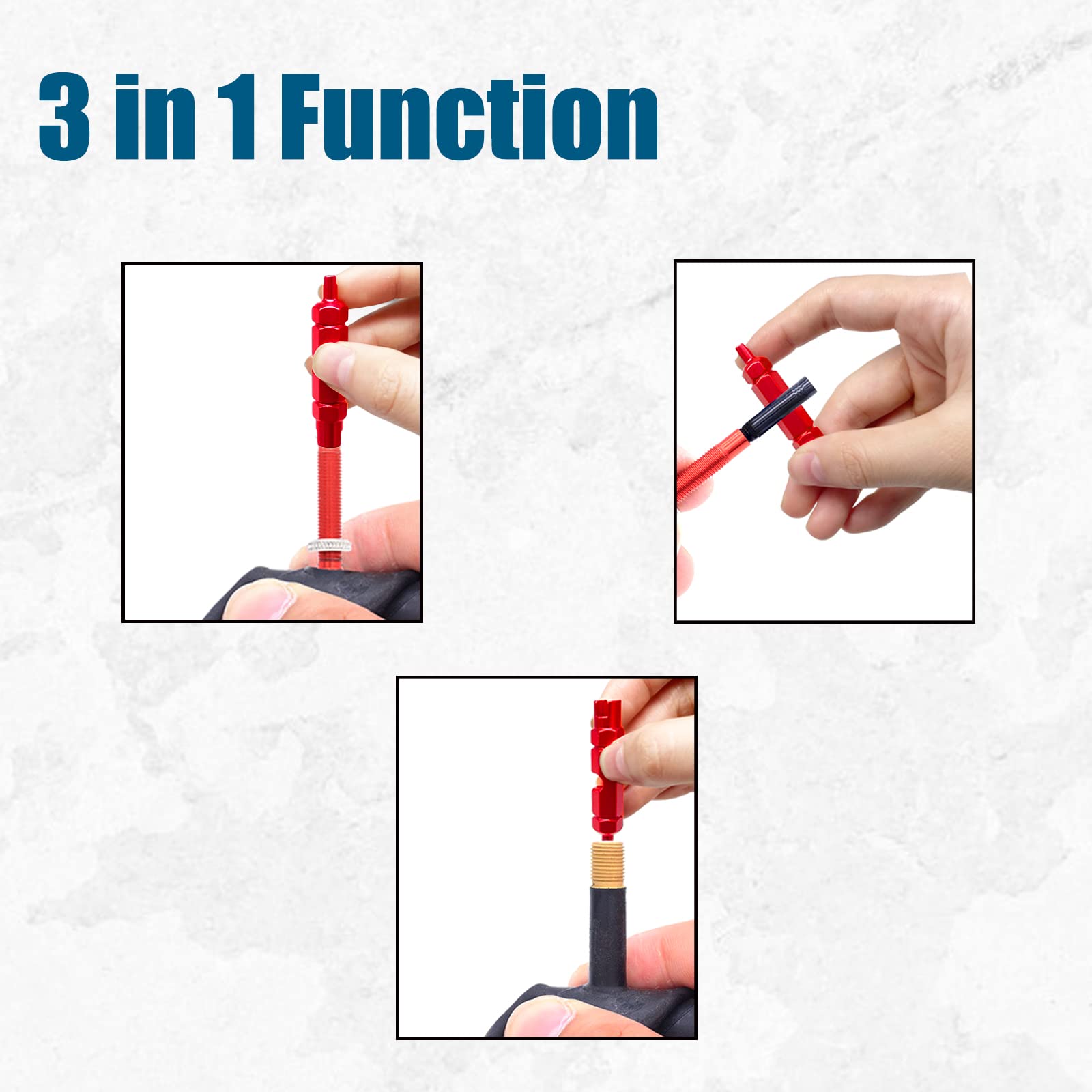 Zufecy Bike Valve Core Repair Tool For Schrader Presta, Valve Core Remover Tool Tubeless Bicycling Tires (Red)