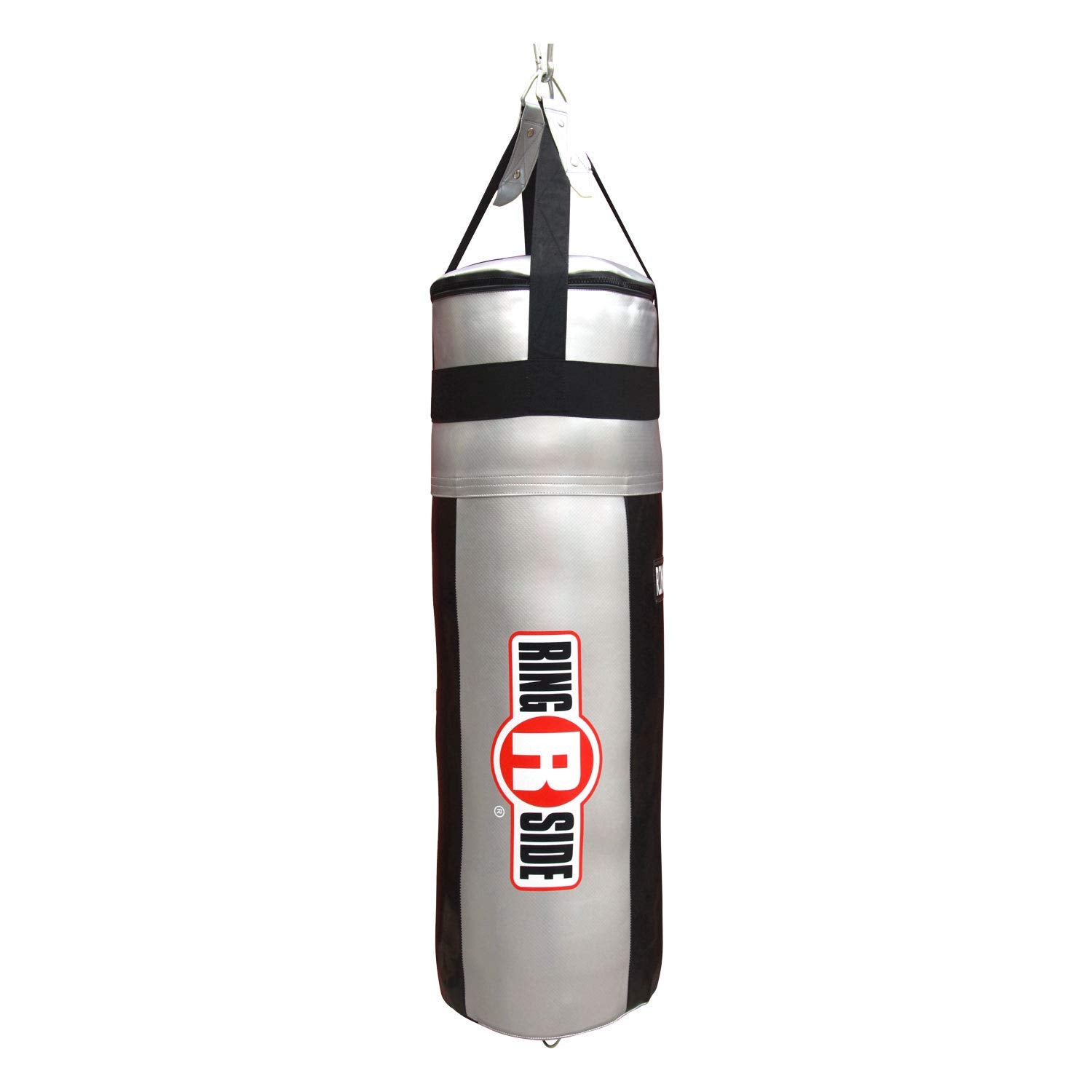 Ringside Apex Heavy Bag, Punching Bag for Boxing Training and Workout, Silver and Black, 100 lbs, Includes Nylon Straps and Hang