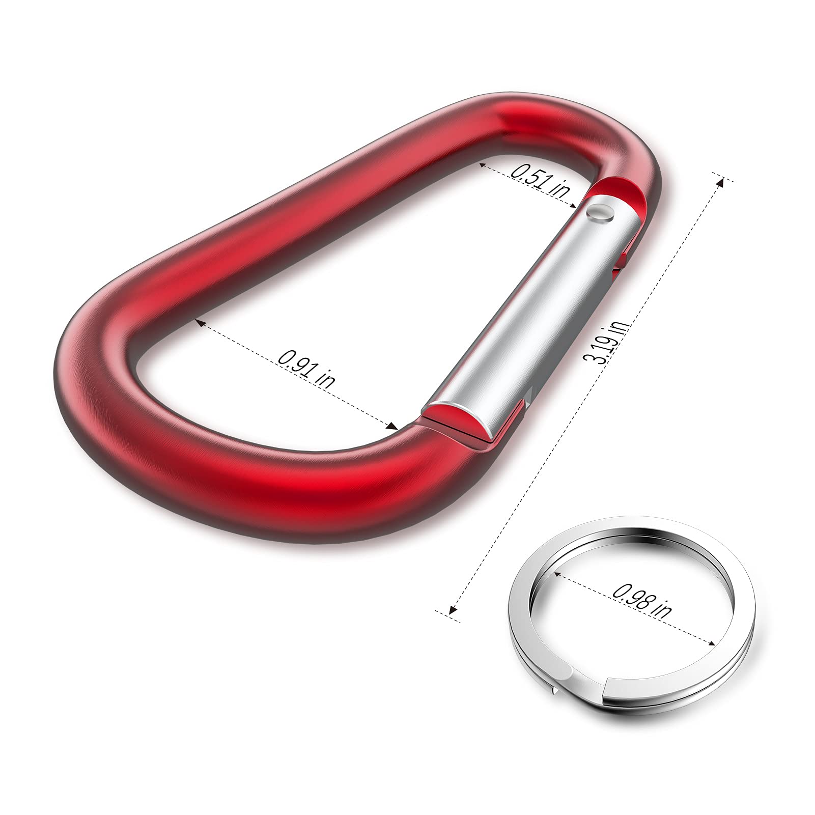 Sprookber 3'' Aluminum Carabiner D Ring, Caribeener