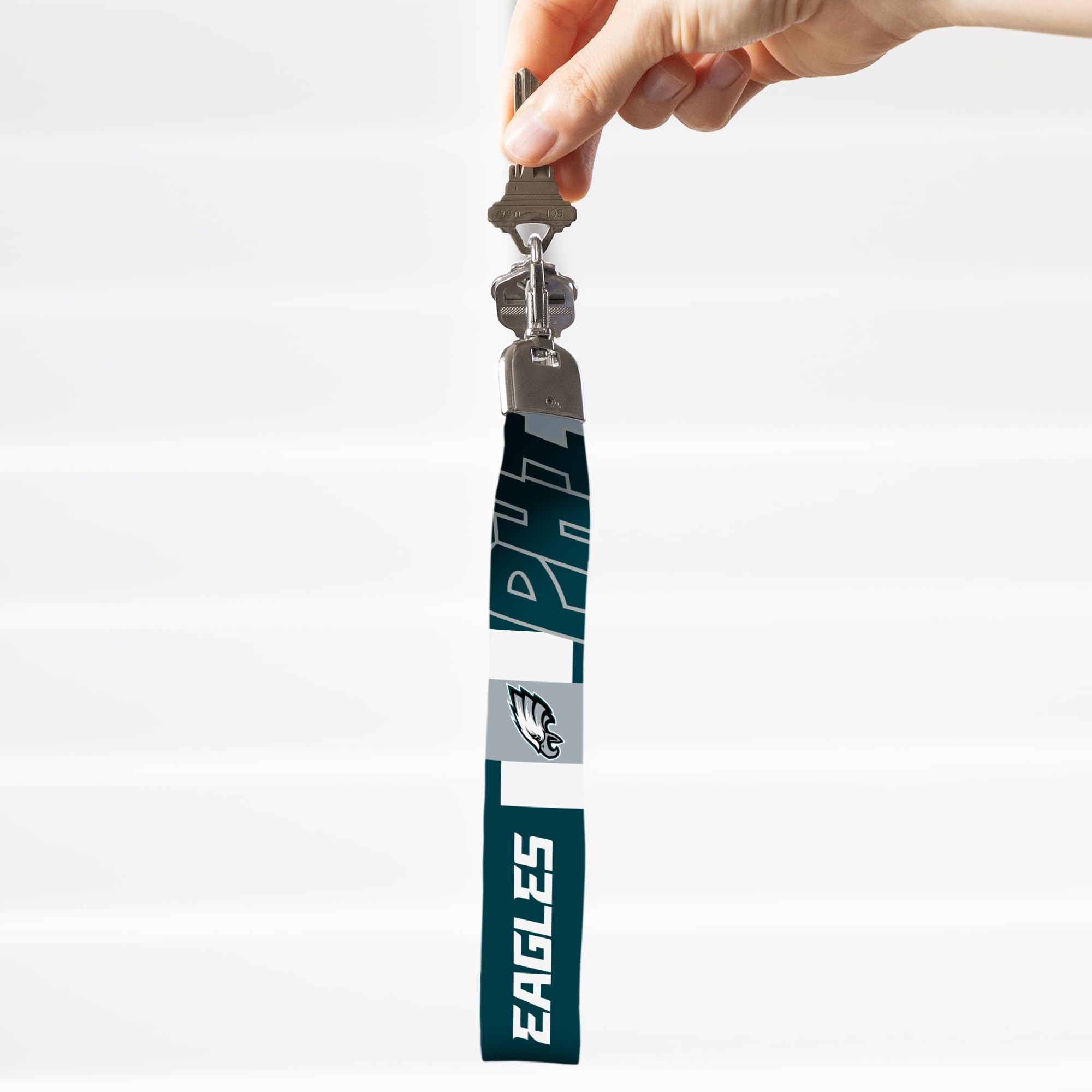 Rico Industries Nfl Football Philadelphia Eagles Standard Wrist Lanyard Key Chain, Cute Wristlet Strap Keychain Holder For Women