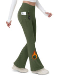 MAGCOMSEN Womens Fleece Lined Pants Insulated Water Resistant High Waisted Warm Leggings Pockets Hiking Work Green, XS