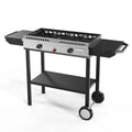 Bonnlo 2 Burner Propane Gas Burner with Auto Ignition, 150000 BTU Camping Stove with Storage Shelf and Rolling Wheels, Portable 