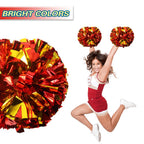 Lovecheer 2Pcs Red And Gold Metallic Pom Poms Cheerleading Cheer Pom Poms With Handle For Dance Party Sports Spirits