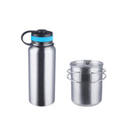 Gearland Canteen Stainless Steel Water Bottle With Nested Camping Cup And Lid For Bug Out Bag, Bushcraft Gear, Metal Canteen Wit