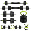 4-in-1 Adjustable Dumbbell Set 66Lbs, Home Gym Weights Set Converts to Barbell/Kettlebell/Push-Up Stand, Non-Slip Ergonomic Grip