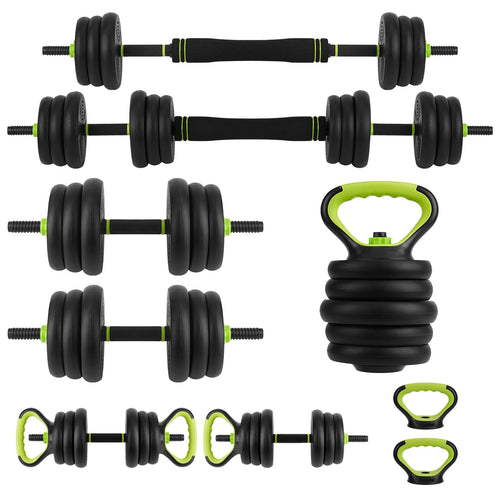 4-in-1 Adjustable Dumbbell Set 66Lbs, Home Gym Weights Set Converts to Barbell/Kettlebell/Push-Up Stand, Non-Slip Ergonomic Grip