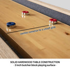 Freetime Fun 12 Ft Shuffleboard Table Multi Game Solid Wood Game Tables For Game Room - Shuffleboard Bowling Pin Set, Pucks, Wax