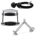 Yes4All Double D Row Handle Cable Attachment - Non Slip Handle & 360 Steel Swivel (Optional) (I - Double D Handle+TricepRope+Vsh
