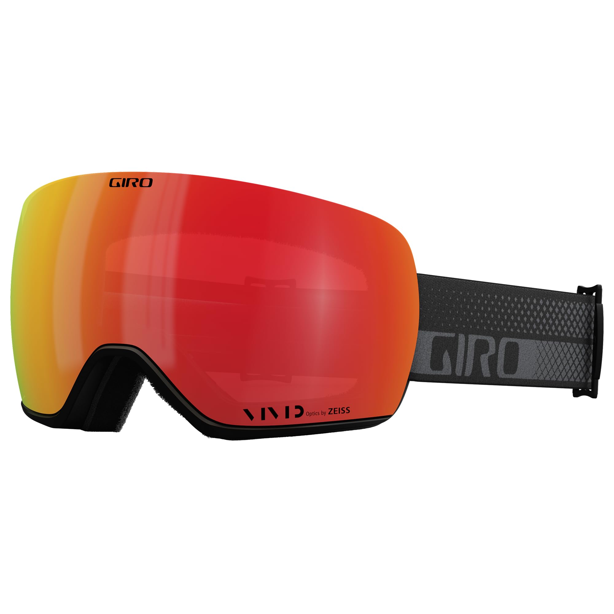 Giro Article II Asian Fit Ski Goggles - Snowboard Goggles for Men & Women - Black/Grey Flow Strap w/VIVID Ember/VIVID Infrared L