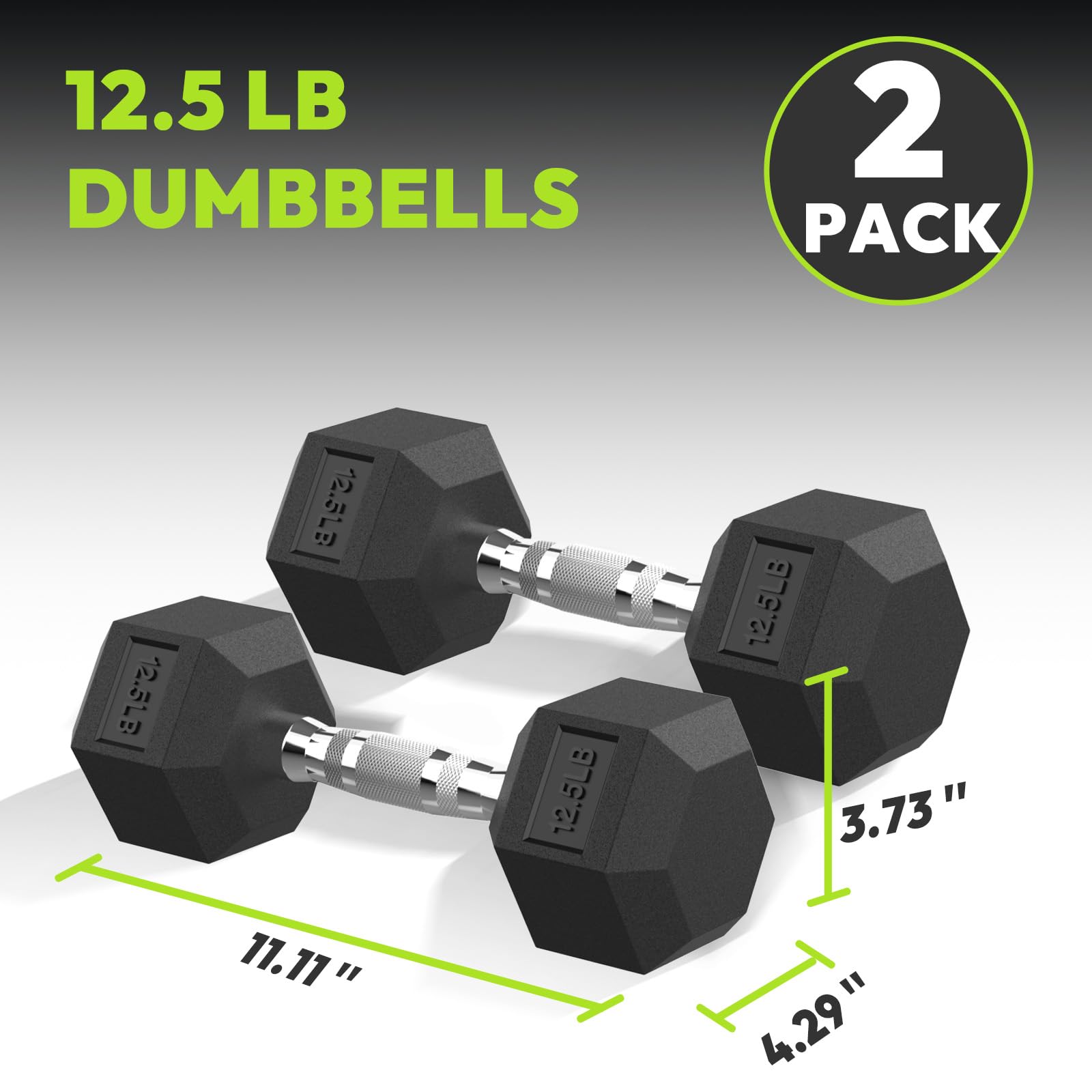 Hex Dumbbell Rubber Encased Dumbbell Strength Training Hex Dumbbell, Hand Weight For Workout & Exercise/Pair Of 12.5 Lb