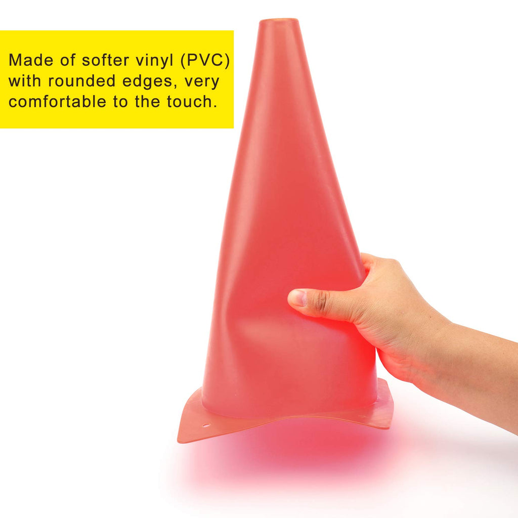12 Inch Red Traffic Training Cones, Plastic Safety Parking Cones, Agility Field Marker Cones For Soccer Basketball Football Dril