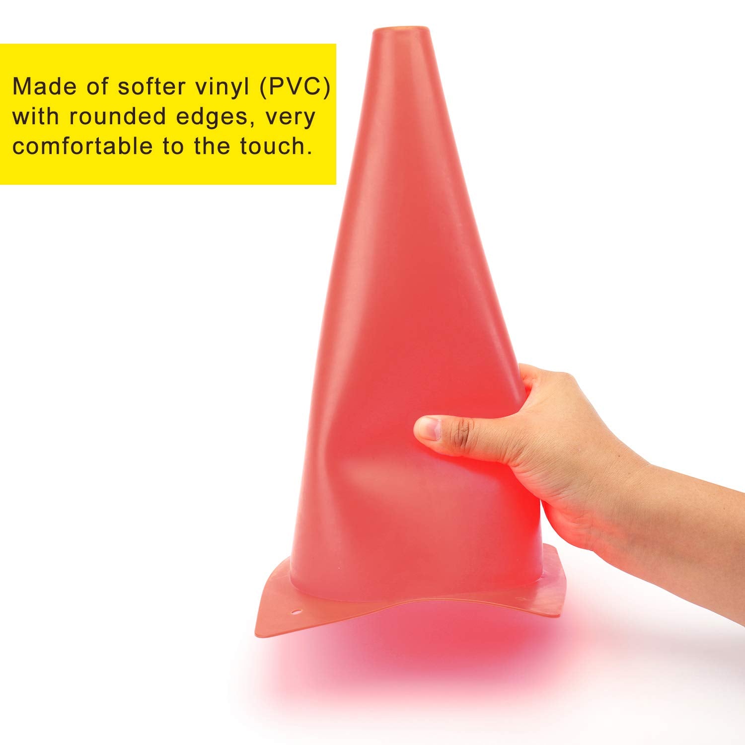 12 Inch Red Traffic Training Cones, Plastic Safety Parking Cones, Agility Field Marker Cones For Soccer Basketball Football Dril