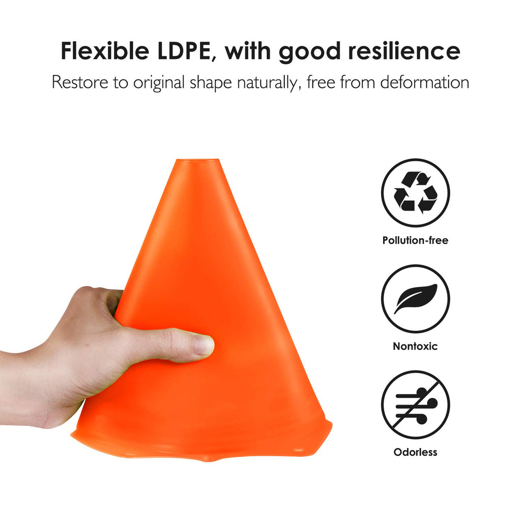 Reehut 7.5 Inch Plastic Sport Training Traffic Cone (Set Of 12, Orange)