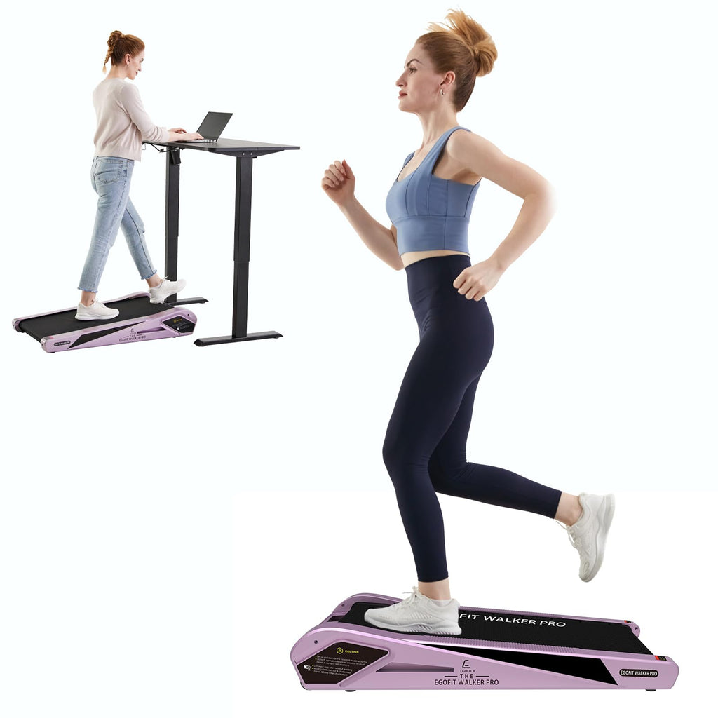 Egofit Walker Pro M1 Sakura Pink Smallest Under Desk Electric Walking Treadmill For Home, Small & Compact Treadmill To Fit Desk