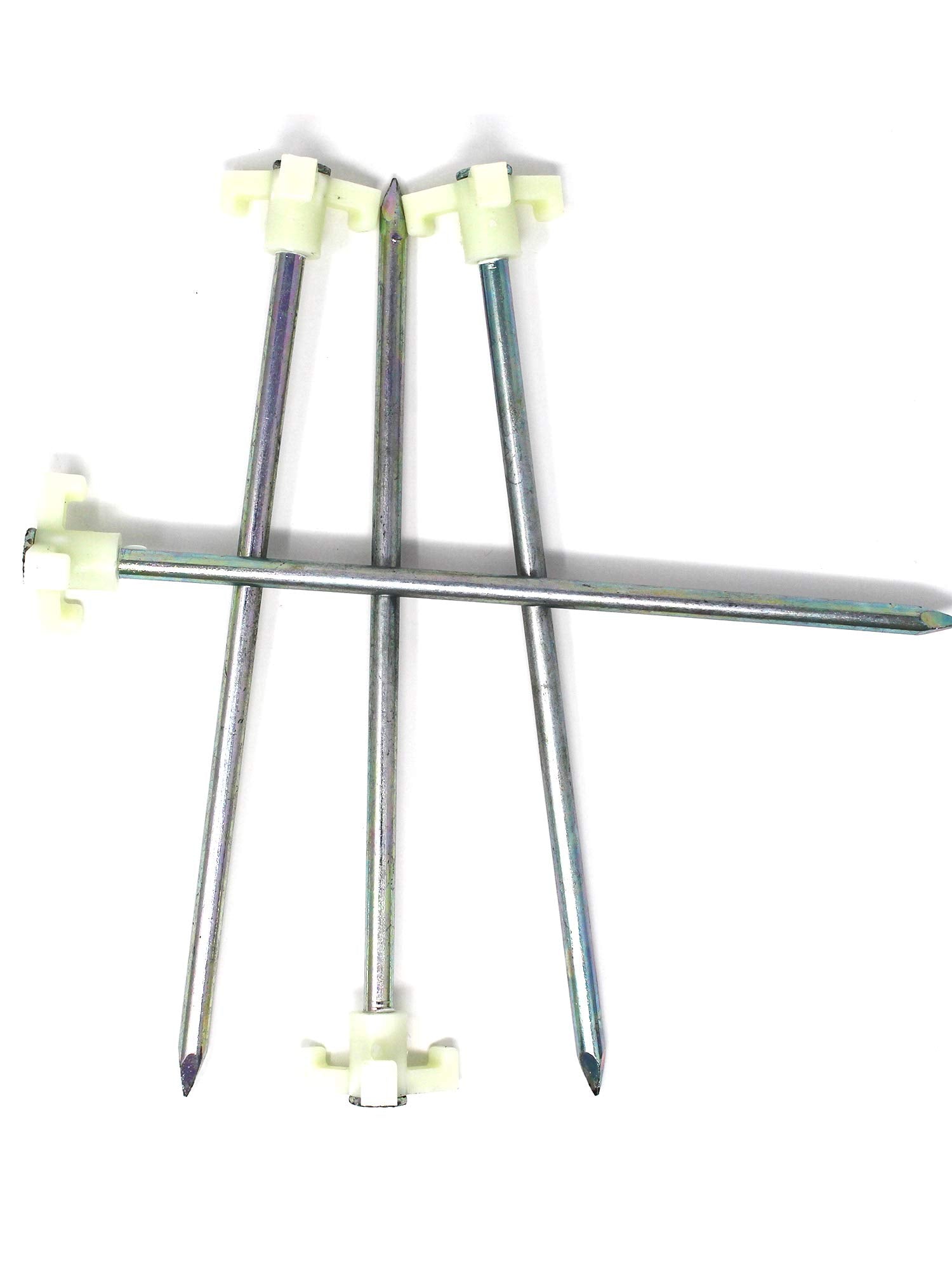 Tricc Unbreakable Heavy Duty Steel Tent/Canopy Stakes, Galvanized Non-Rust 10'' Three Pegged Solid, Sturdy Stakes For Outdoor Tr