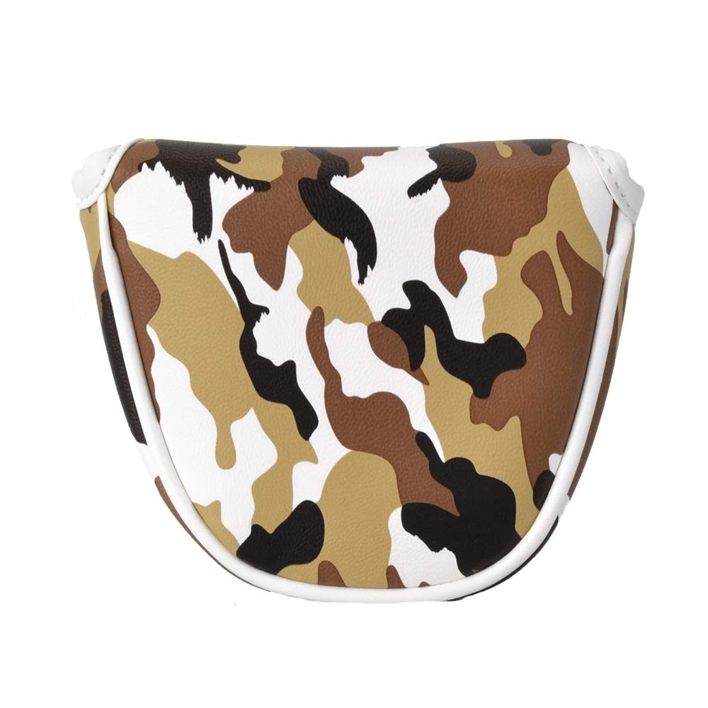 Gooaction Golf Mallet Putter Head Cover Magnetic Closure Design Brown Camouflage Creative Pattern Golf Club Putter Headcover
