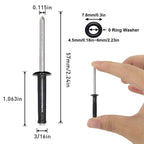 3/16'' Long Grip Tri-Grip Kayak Rivets Tri-Fold Tri Bulb Mounting Rivet With Waterproof O Rings For Deep Water Installing Kayak